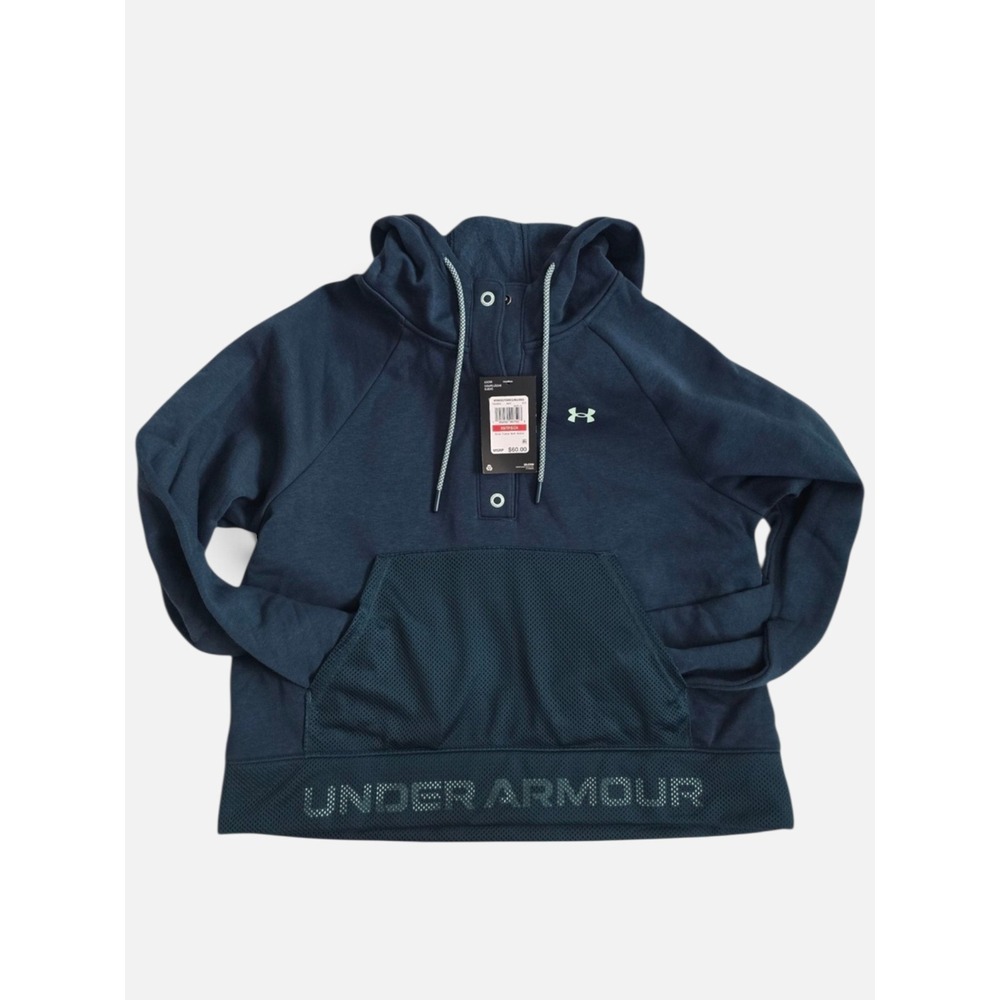 Under Armour NWT Turquoise Rival Fleece Mesh Hoodie XS